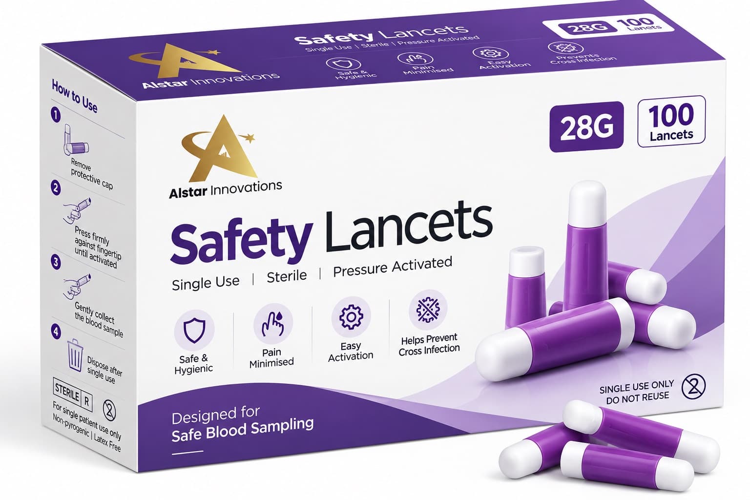 Alstar Safety Lancets 28G — Box of 100 — image 1 of 4